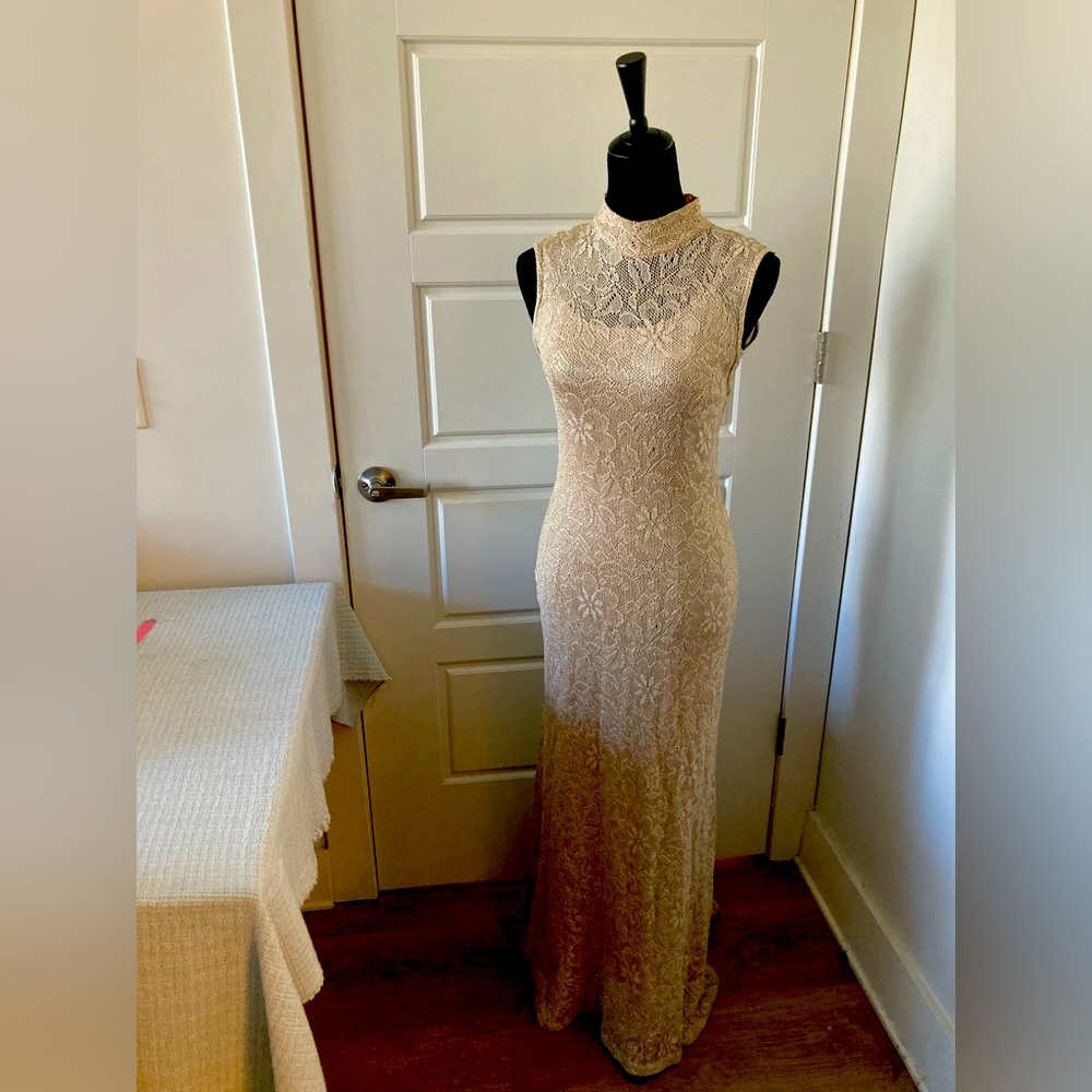 Vintage gold lace dress size 4